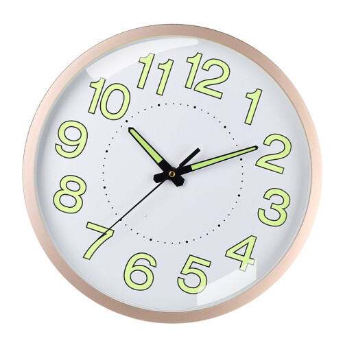 12in Silent Quartz Wall Clock Rose Gold Luminous