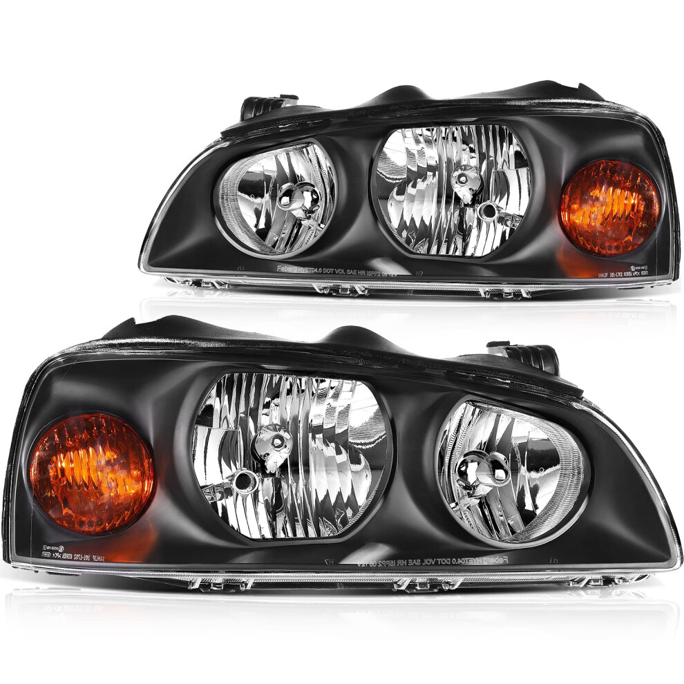 Headlight Assembly Pair For Hyundai Elantra 20042006 Housing Reflector Clear Lens Driver And Passenger Side Black/Amber 6493810930065