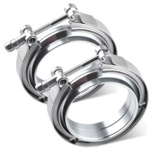3 Inch V Band Clamps, 2 Pack 304 Stainless Steel V Band Clamp with Male Female Flanges