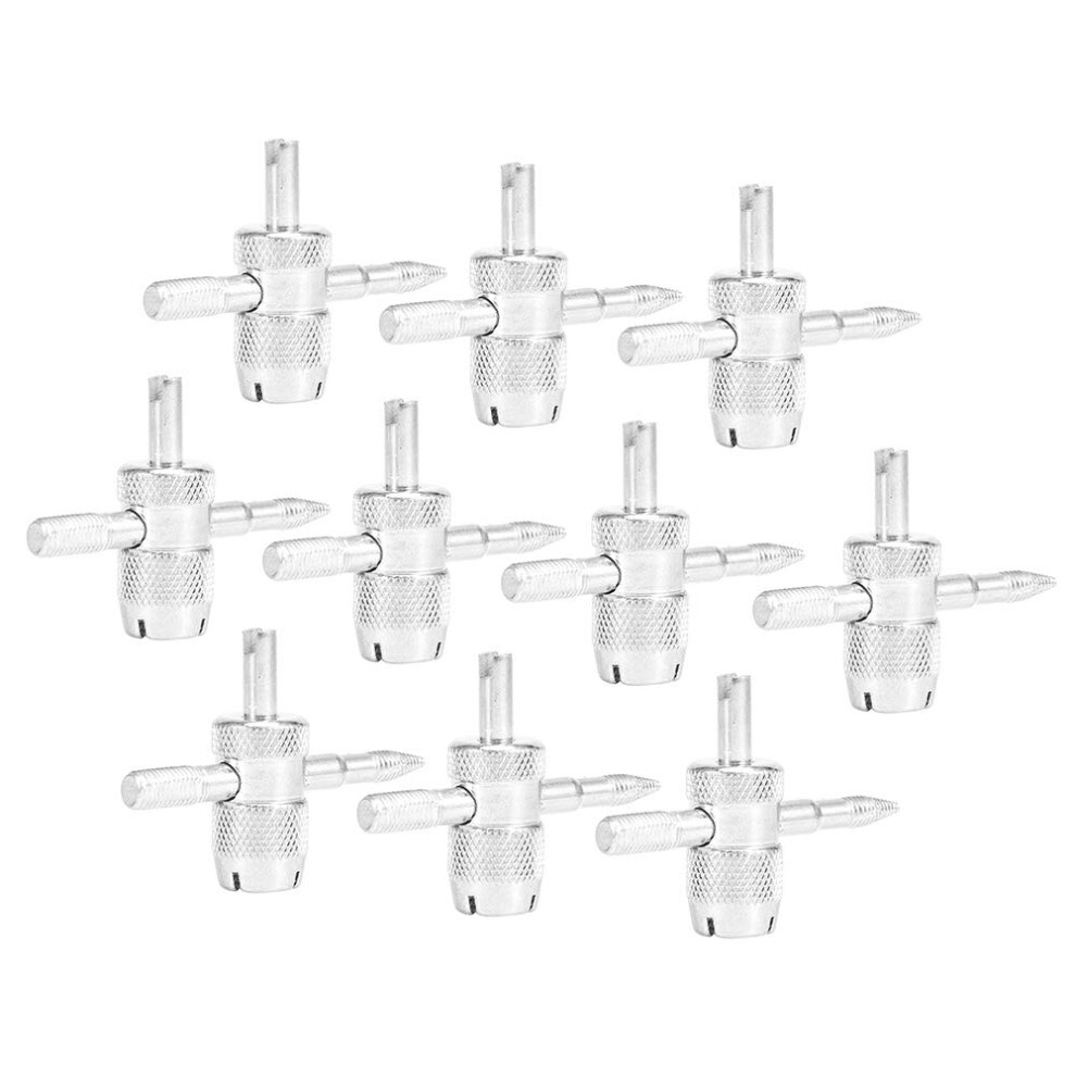 10Pcs 4Way Tire Valve Remover Kit Â Aluminum Alloy Valve Stem Tool For Car Motorcycle Tire Repair 6493810930812