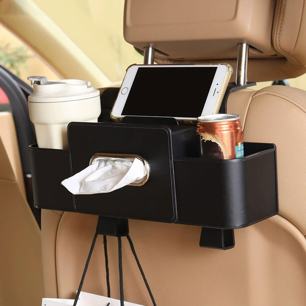 Multifunctional Car Back Seat Organizer, Universal Headrest Hanging (Black) Black 6493810802041