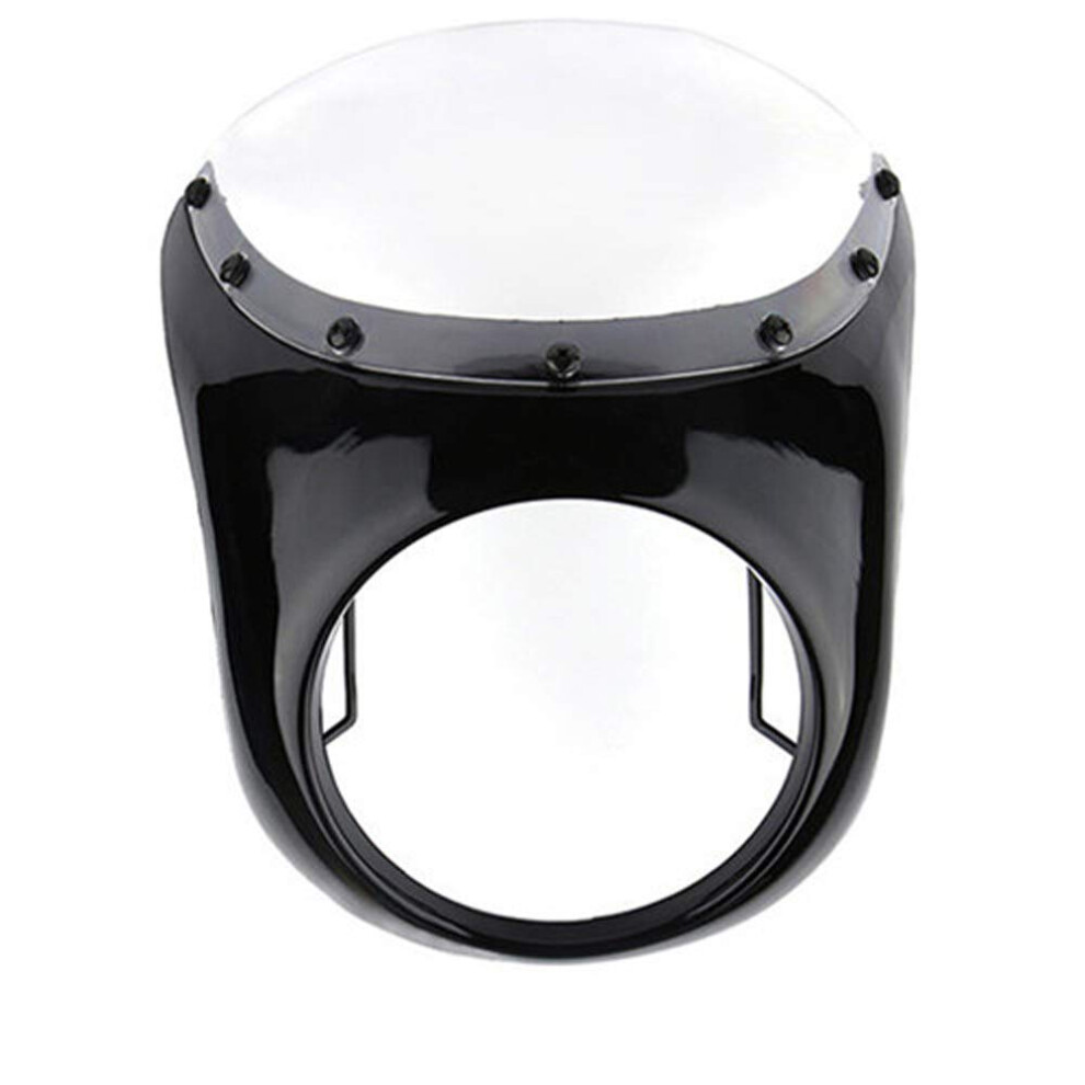 Universal 7' Headlight Handlebar Fairing Windshield Cafe Racer For Harley Dyna Sportster 1200 883 Flht Bobber Touring (Glossy Blackclear) 6493810803185