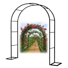 Metal Garden Arbor, Garden Arch with Base, Rose Arch for Climbing Plants, Vines, Wedding Arch Trellis
