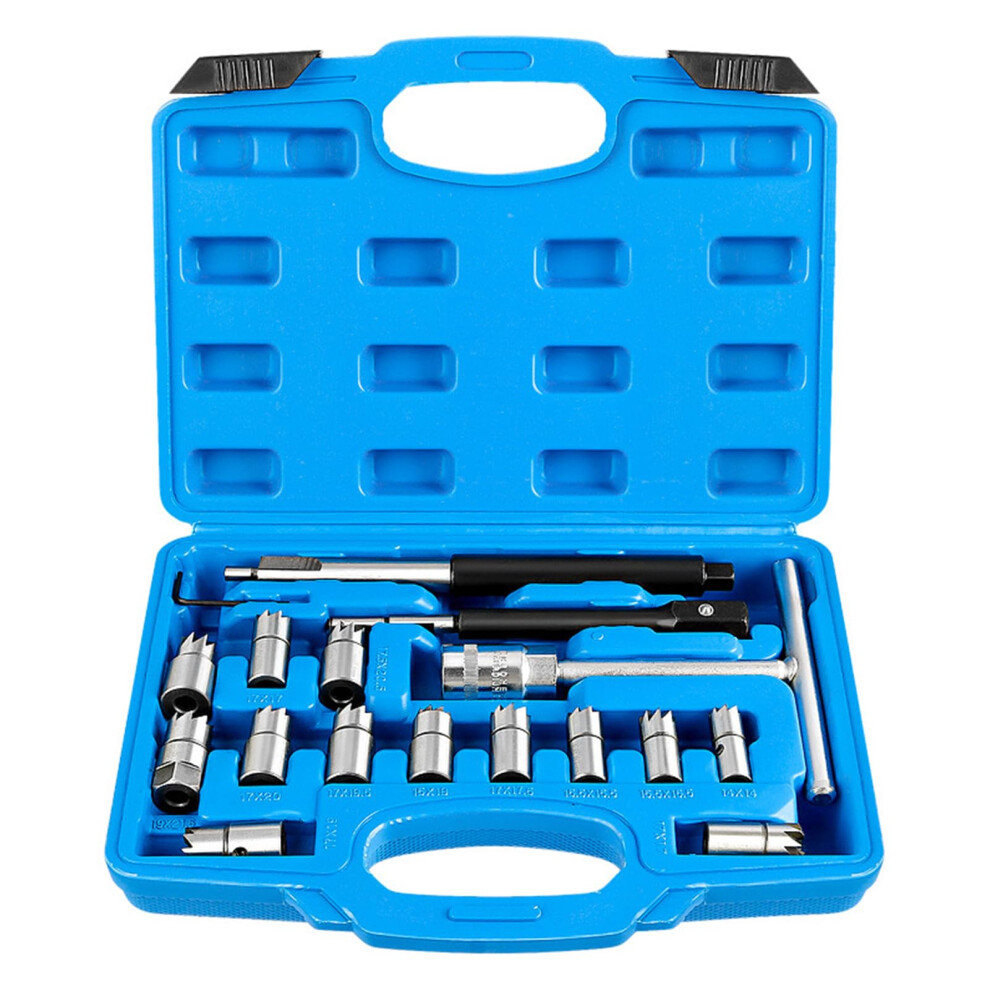 Auto Repair Tools Car Accessories,17Pcs Diesel Injector Set Seat Cutter Cleaner Disassemble Tool Kit 6493810805066