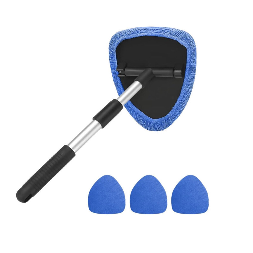 4Pcs Car Windshield Cleaning Kit Extendable Handle With 180 Rotating Head, Microfiber Pads 6493810934674