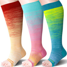 Open Toe Compression Socks for WomenMen Toeless 2030 mmHg Knee High Stockings for Nurses, Prenancy, Travel