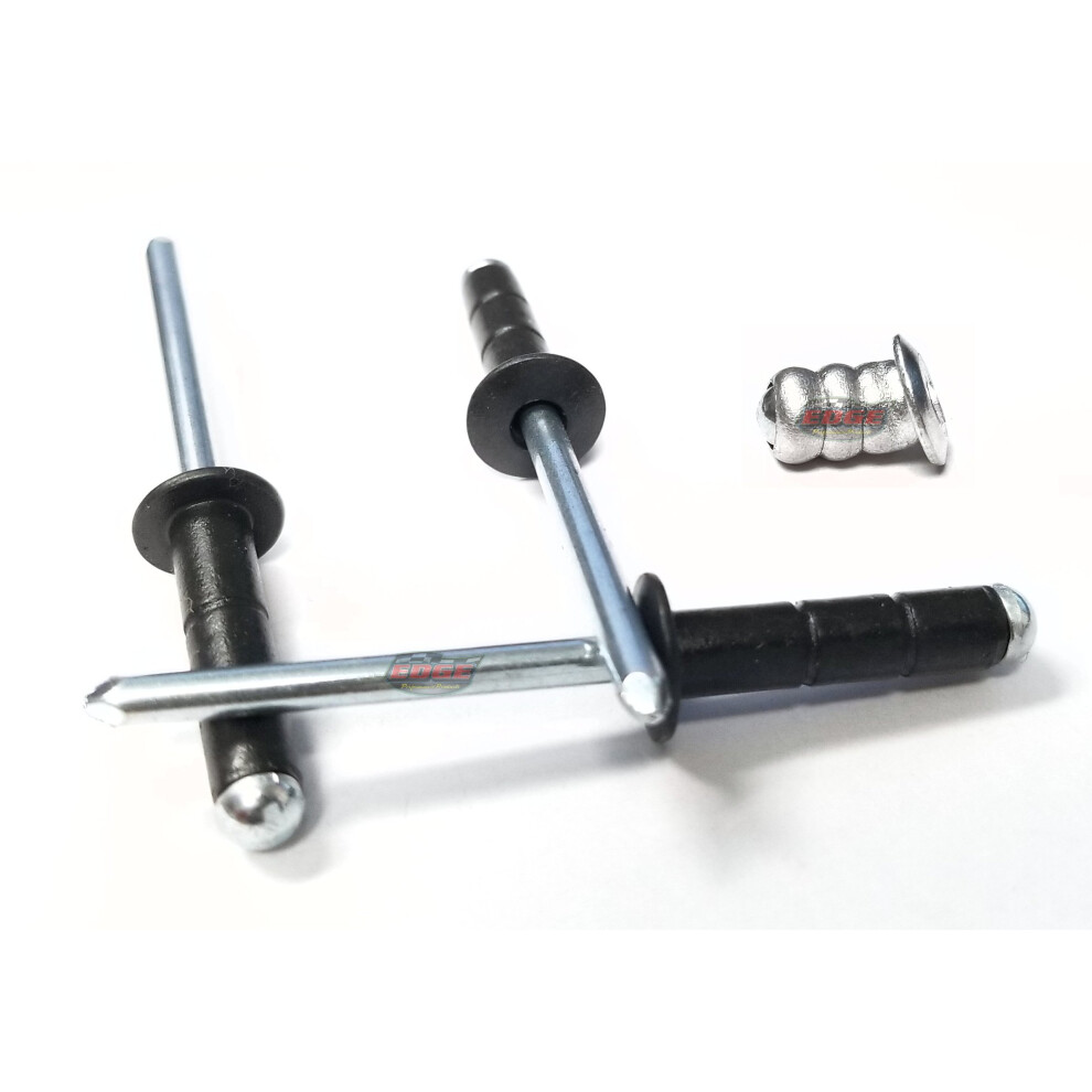 Black 3/16' Aluminum Small Head With Steel Mandrel Multi Grip Pop Rivets Fasteners .275 .598 Grip Range 6493810935626
