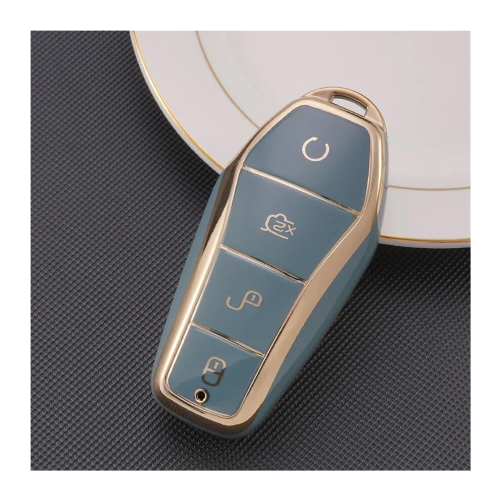 Compatible For Byd Qin Plusdmi Atto 3 Han Ev Dolphin Soft T Car Key Case 4 Buttons Cover Accessories(Gray) Gray 6493810935978