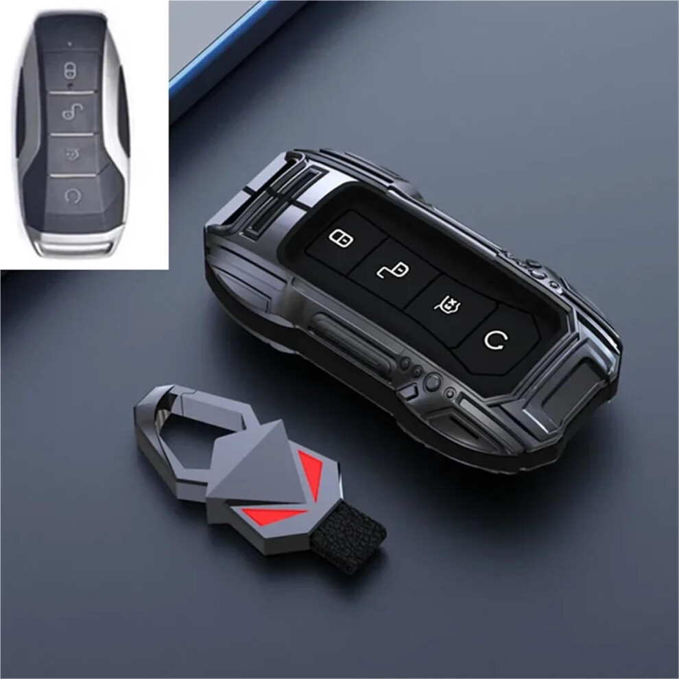 Compatible For Byd Qin Plusdmi Atto 3 Han Ev Dolphin Zinc Alloy Key Case 4 Buttons Cover( For Key A) Black 6493810871566