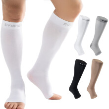 Medical Knee High Wide Calf Open Toe Varicose Ve Compression Socks for Women Men 2030 Mmhg