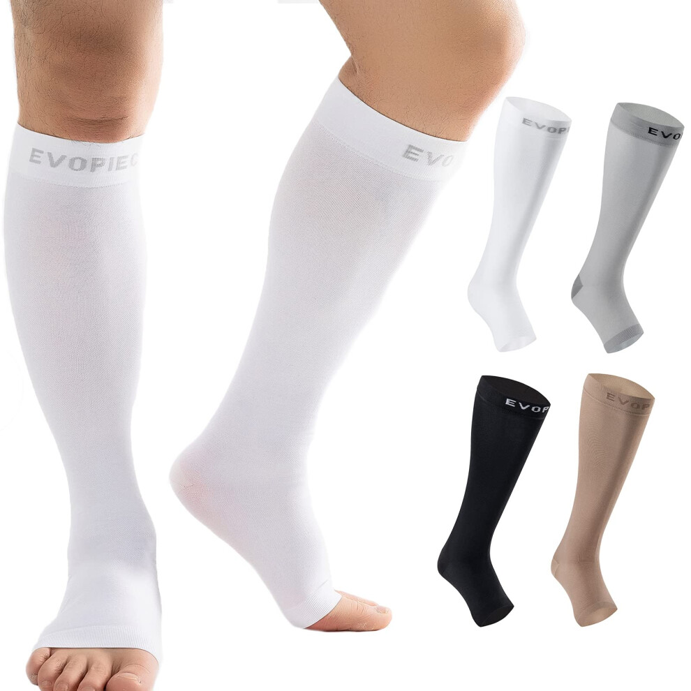 Medical Knee High Wide Calf Open Toe Varicose Ve Compression Socks for Women Men 2030 Mmhg