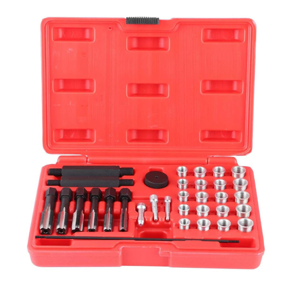 33Pcs Glow Plug Thread Repair Kit,Thread Repair Tool Cylinder Head Metric Thread Restorer Kit 6493810872846