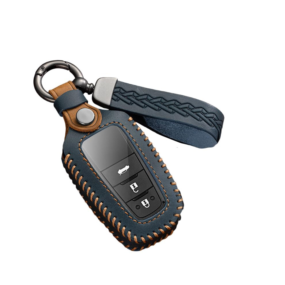 For Toyota Key Fob Cover, Leather Key Fob Case For 2018 Rav4 Camry Chr Avalon Gt86, Highlander Corolla Prius Remote Key (Blue) Blue 6493810809019