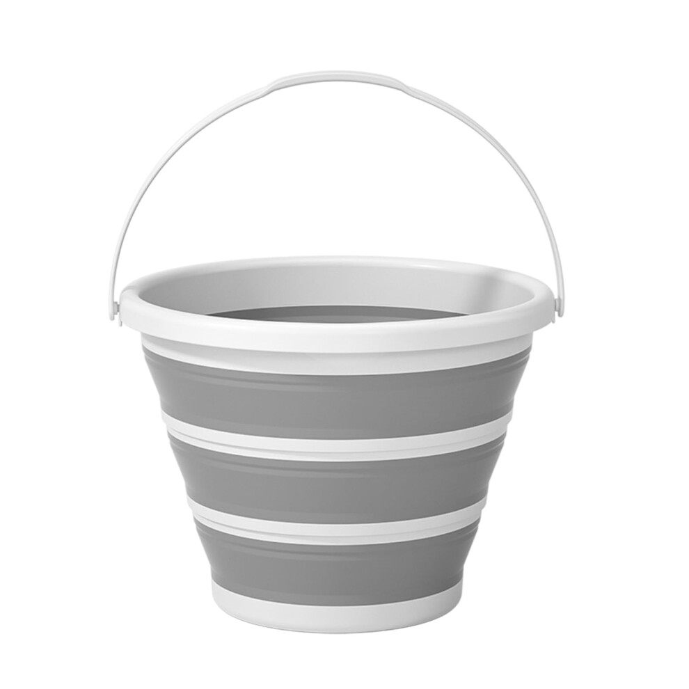Collapsible Bucket For Indoor And Outdoor Use In Gray And White 2.6 Gallon (10 Liters) 6493810809187