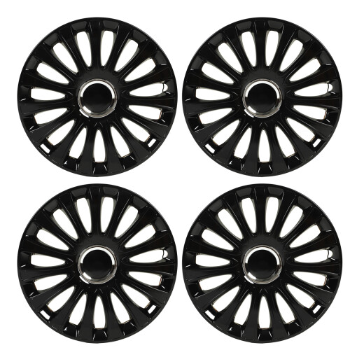 4 Pcs 15in Wheel Hub Cap Glossy Black Wheel Hub