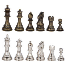 Silver and Bronze Metal Chess Pieces 3.75 Inch King