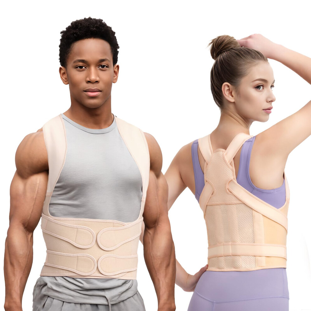 Back Brace Posture Corrector Full Back Support Straps Straightener for Shoulder, Lumbar and Upper Lower Back Pain Relief Size M