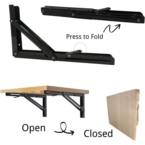 2 Pack Shelf Brackets for DIY Space Saving Wall Mounted Folding Table 20 Inch 2