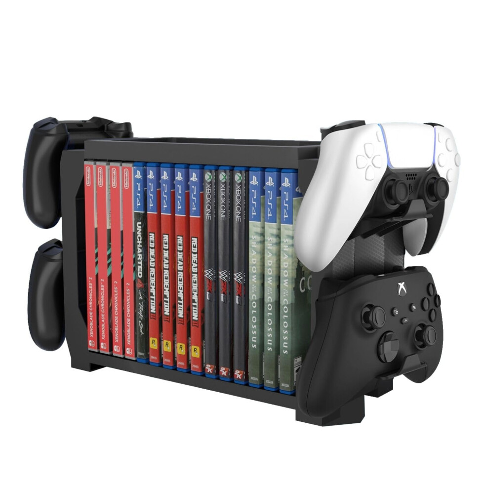 Games Storage Tower For Ps5 Game Disk Rack Xbox Series X/Nintendo Switch/Ps4 Controller Stand Holder Up To 15 Cd Disc 6493810938641
