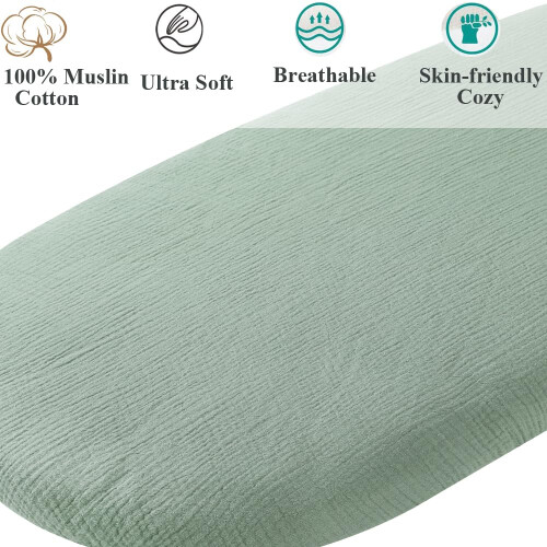 2 Pack Fitted Bassinet Sheet for Nursery Standard Size 1