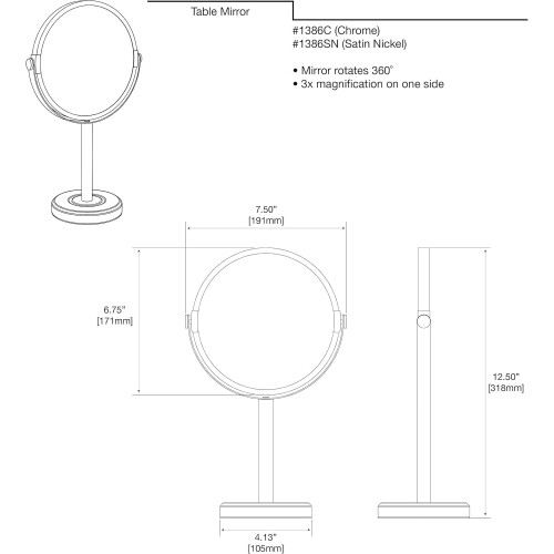 Matte Black Makeup Mirror for Counter Top with 360 Degrees Rotation 2