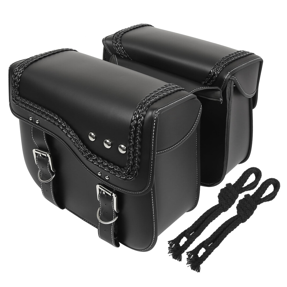 Pair Of Faux Leather Motorcycle Saddle Bags For Cycling Storage 6493810939235