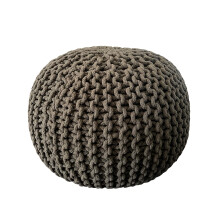 1 Handmade Premium Cotton Round Knitted Cable Style Pouf Foot Stool Ottoman Bean Bag Chair for Home Furniture 17x17x14