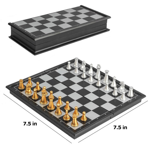 Mini Magnetic Small Folding Chess Set for Travel 7.5 Inches 1
