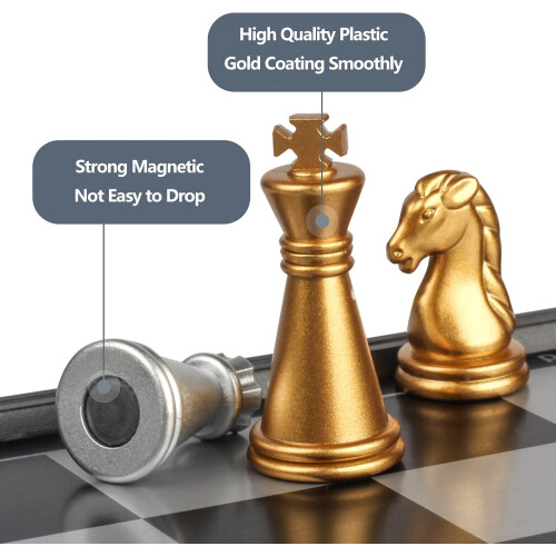 Mini Magnetic Small Folding Chess Set for Travel 7.5 Inches 2