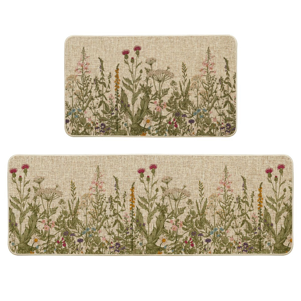 2 Set Floral Kitchen Mats for Home Decor in 17x29 Inch and 17x47 Inch Sizes-image-OPC-PHZPKHM-NEW