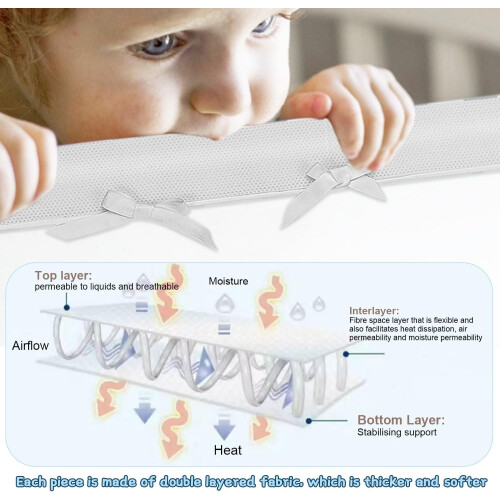 3 in 1 Crib Rail Covers Soft Breathable Anti-Collision Teething Edge Protector 2