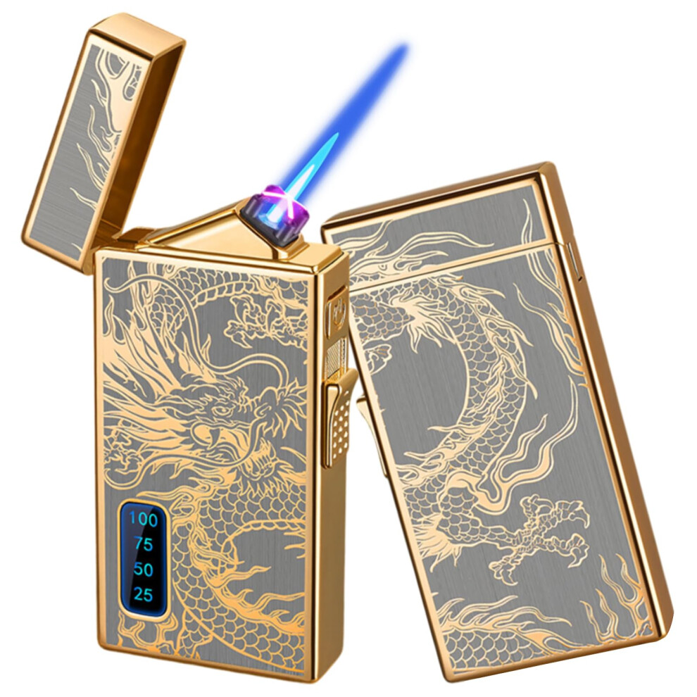Dual Arc Jet Flame Usb Rechargeable Electric Refillable Butane Torch Lighter For Outdoor Use Windproof Plasma Infinity 6493810875878