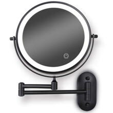 LED Wall Mounted Makeup Mirror Double Sided Swivel Extendable for Cosmetic Vanity 8' Matte Black