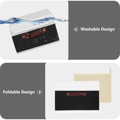 2 PCS Washable Decorative Foldable Linen Fabric Storage Boxes for Home Closet Organizer Small Size 2