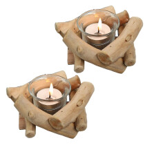 2 Pack Rustic Country Coastal Style Tea Light Candle Holder for Farmhouse Home Decoration