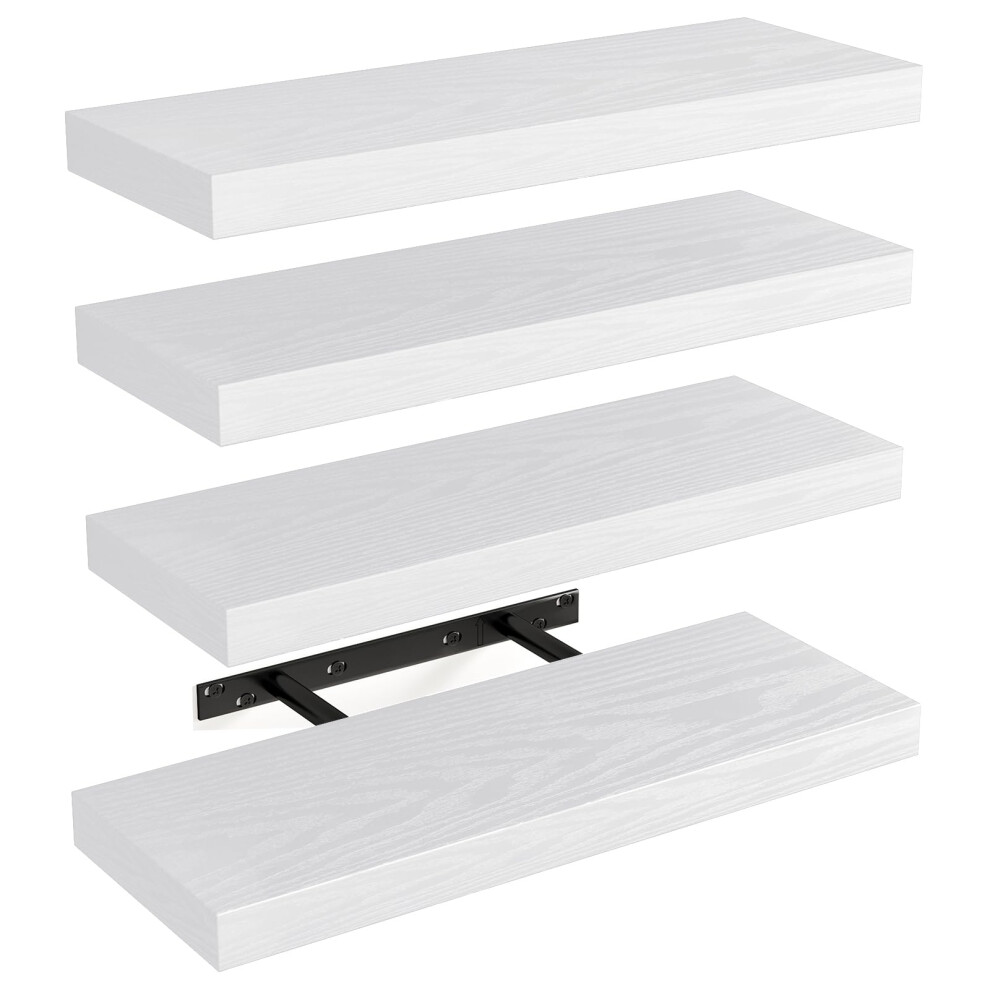 4 Shelves Rustic Wood Finish Floating Shelves For Bathroom 15.8In 6493810942495