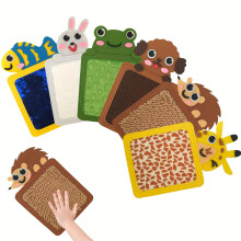(6 sets of animals) 6pcs New Animal Texture Touch Sensory Mats, Animal Theme Touch Exploration Toys, 6 Different Textures Fun Sensory Pads for Early Sensory Motor and
