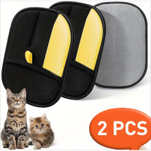 (2pcs) 2pcs/3pcs Reusable Electrostatic Pet Hair Remover Gloves - Static Cling Technology With Ergonomic Design & Mesh Pocket For Cat & Dog Hair