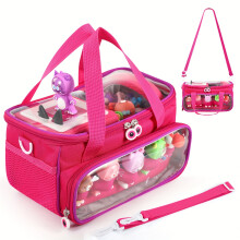 (Rose Red) Toniebox Portable Carrying Case, Shockproof Synthetic Storage Bag With Transparent Cover, Unfinished Finish, Zipper Organizer