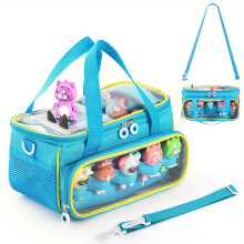 (Blue) Toniebox Portable Carrying Case, Shockproof Synthetic Storage Bag With Transparent Cover, Unfinished Finish, Zipper Organizer