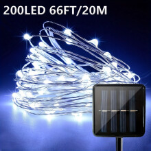 (White, 200LED 20.12meter) Outdoor Solar Fairy Lights, Smart Lights Solar String Lights Outdoor IPX6 Copper Wire 8 Modes Solar Halloween Lights Mini Solar Lights