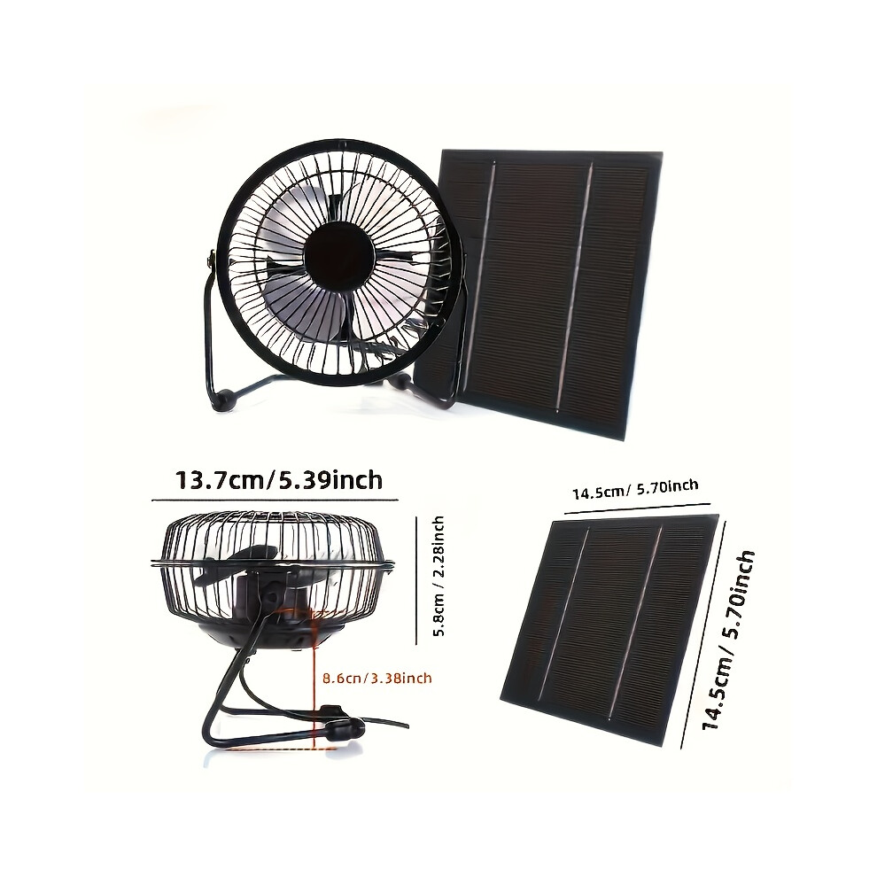 (Portable Cooling Fan Plus 6W Solar Panel) 6W Portable Solar Panel With Cooling Fan - Ideal For Outdoor Camping, Home Use, Greenhouse Ventilation,- Du 9069285539699