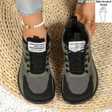 (Army Green, 4) Women's Wide Platform Sneakers - Breathable Fabric Gym Shoes, Cushioned EVA Sole