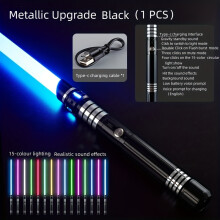 (Black-1 Pack) Light Up Saber 2-in-1 Metal Gravity Sensing Light Sword Rechargeable Toy Sword, Light Sword Upgraded Version Party Glow Sword