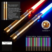 (Black-2 Pack) Light Up Saber 2-in-1 Metal Gravity Sensing Light Sword Rechargeable Toy Sword, Light Sword Upgraded Version Party Glow Sword