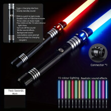 (golden-2 pack) Light Up Saber 2-in-1 Metal Gravity Sensing Light Sword Rechargeable Toy Sword, Light Sword Upgraded Version Party Glow Sword
