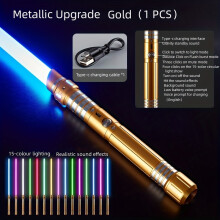 (Golden-1 Pack) Light Up Saber 2-in-1 Metal Gravity Sensing Light Sword Rechargeable Toy Sword, Light Sword Upgraded Version Party Glow Sword