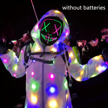 (M) Trendy LED Luminous Jacket for Men | Festival Party Performance Cosplay Costume Sequin Personalized No Battery No Mask