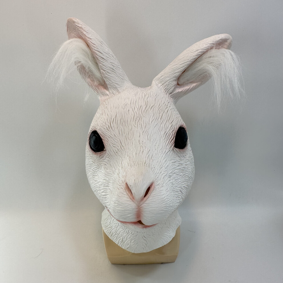 Xylfly ( Rabbit) 1Pc Latex Rabbit Mask Animal Costume Cosplay Funny Masquerade Headwear Scary Novelty Props Latex Party Mask White