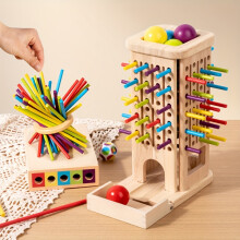 (Color stick game) Colorful Wooden Sticks And Balls Game - 40 Vibrant Sticks, 5 Colorful Balls, 3 Play Modes - Enhances Color Recognition, Hand-Eye Coordination
